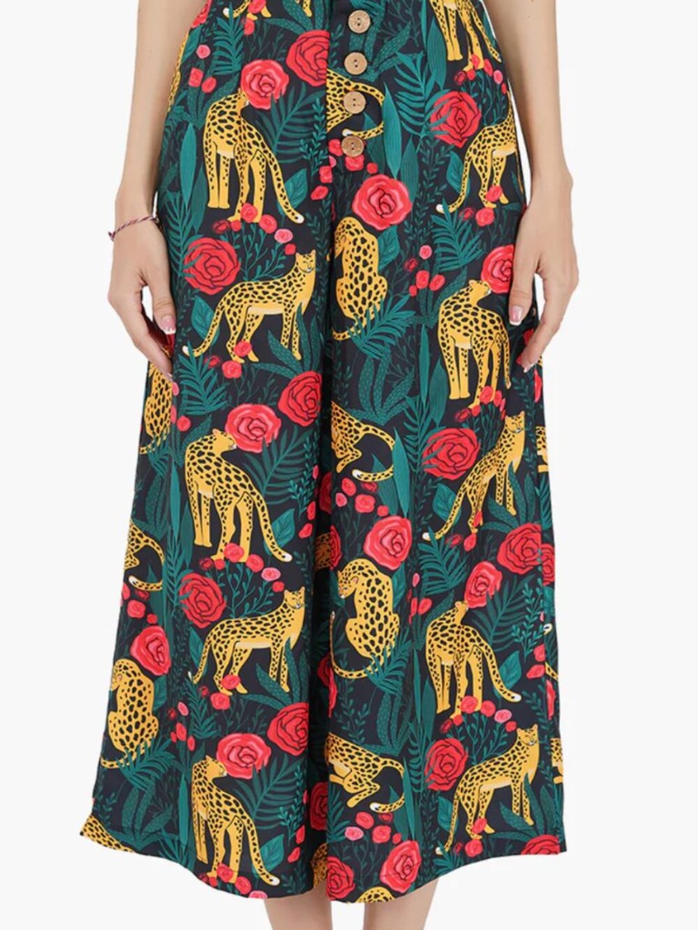 NWT America & Beyond Jaguar Paradise Wide Leg Pants - Picture 2 of 8